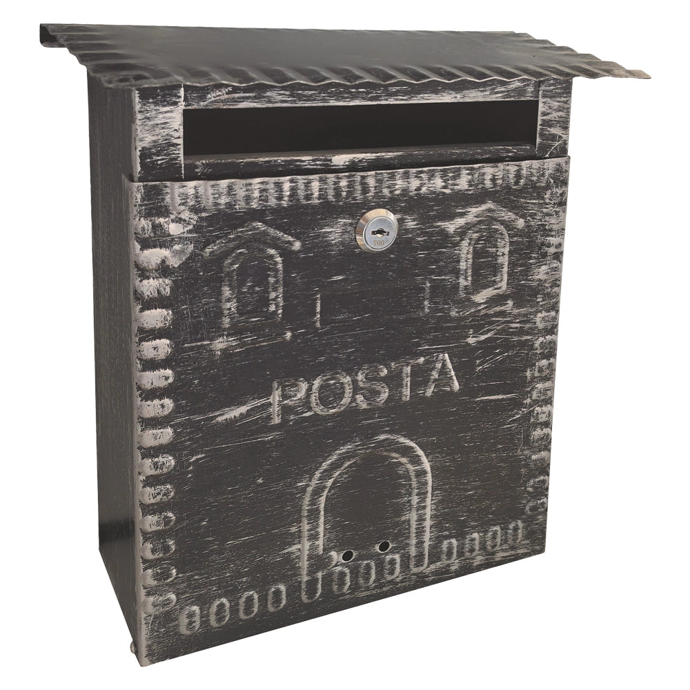 CASSETTA POSTALE 'FRESIA' cm 26x10 x h 29 - argento\nero antico  - KASART