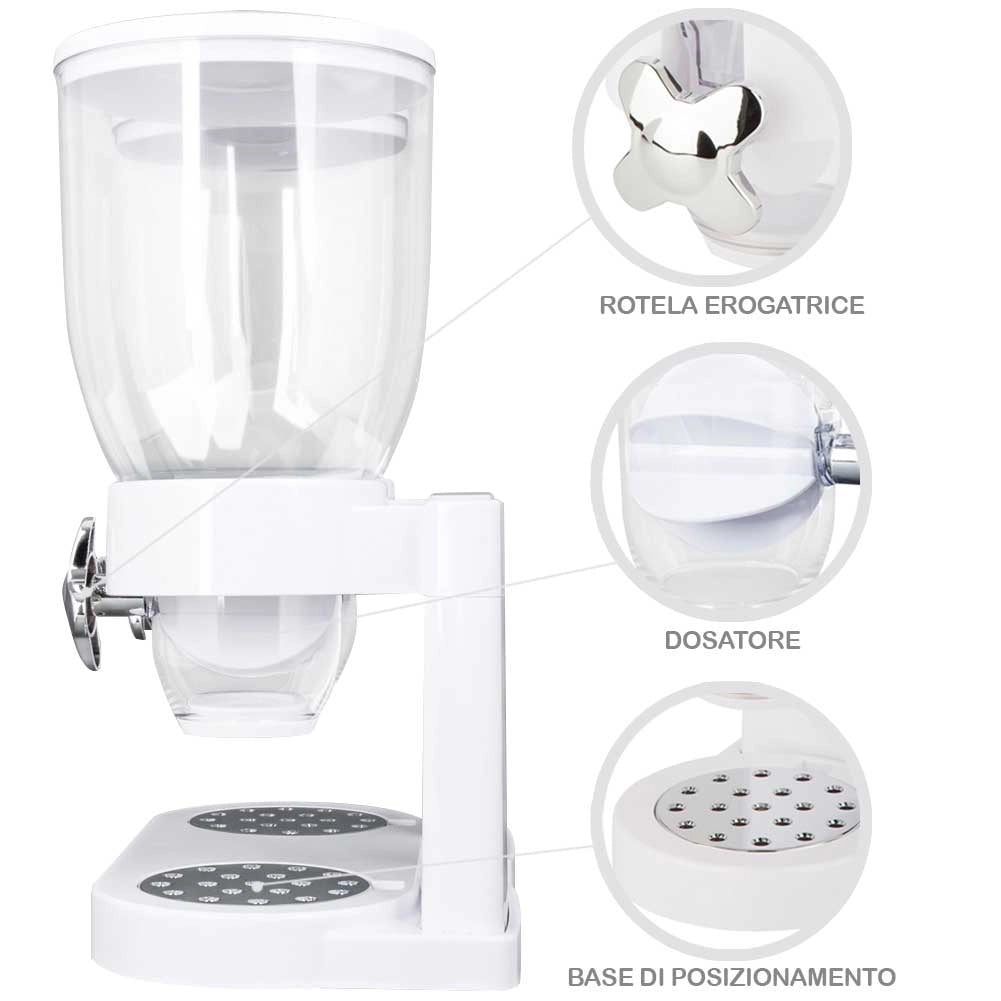 Dispenser Storage Doppio Contenitore Dosatore Distributore Cereali Pasta Bianco