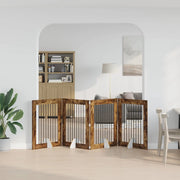 Cancello per cani pieghevole con supporti 4 pz Rovere Fumo 892045