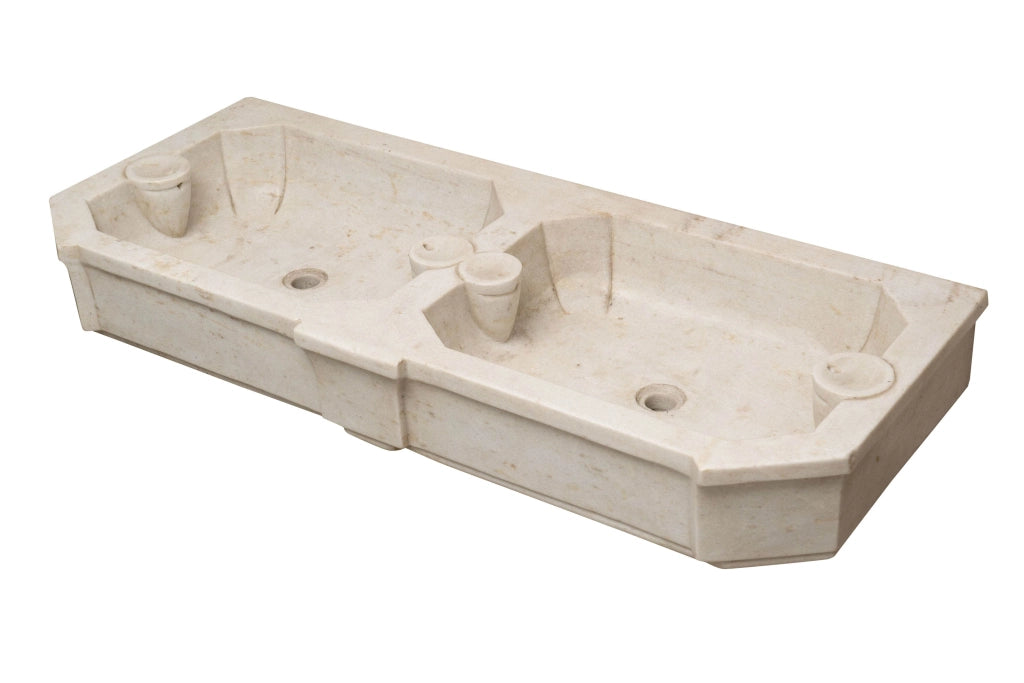 Biscottini Acquaio in marmo bianco 135x56x21 cm Vasca realizzata completamente