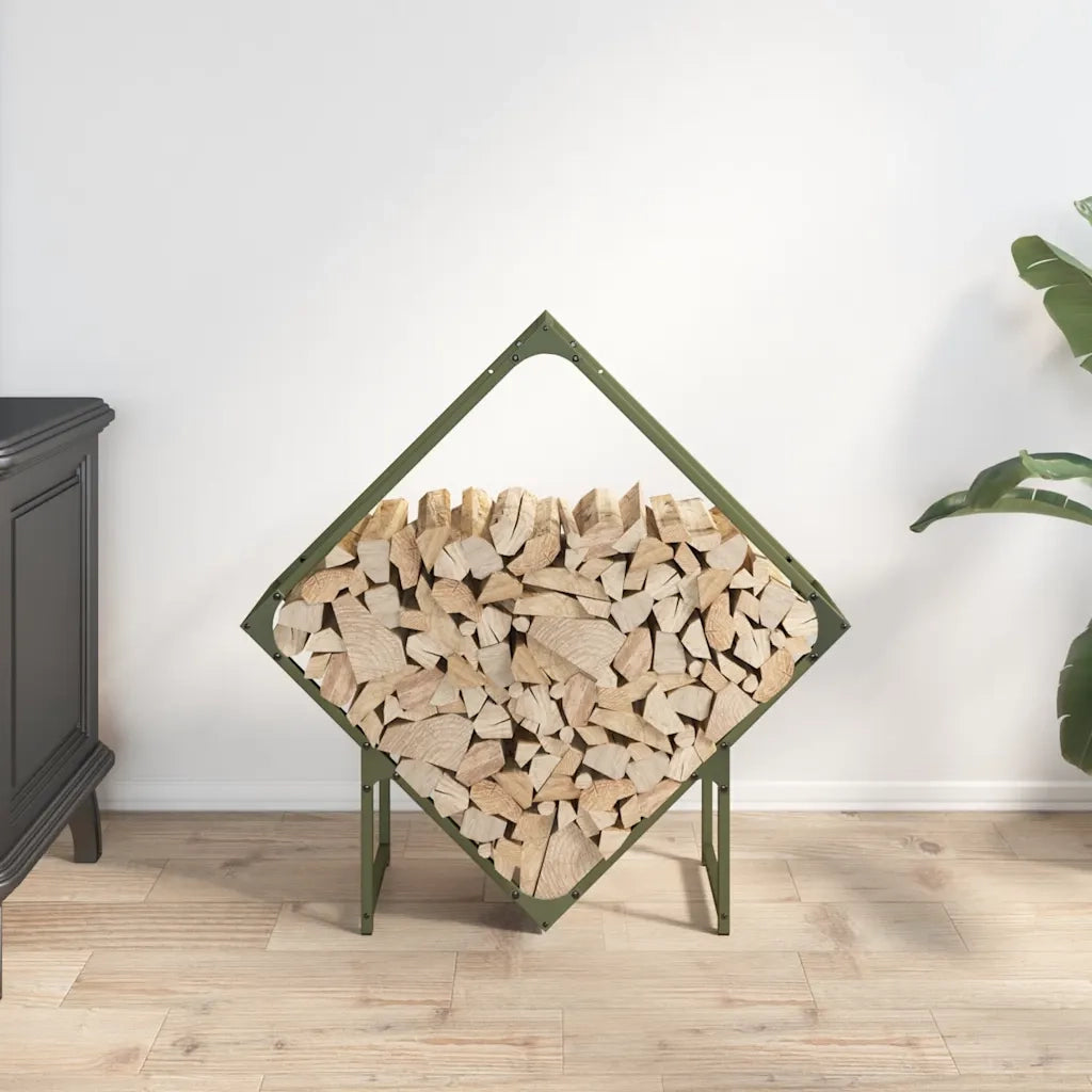 Rastrelliera per Legna da Ardere Verde Oliva 80x25x80 cm 864286