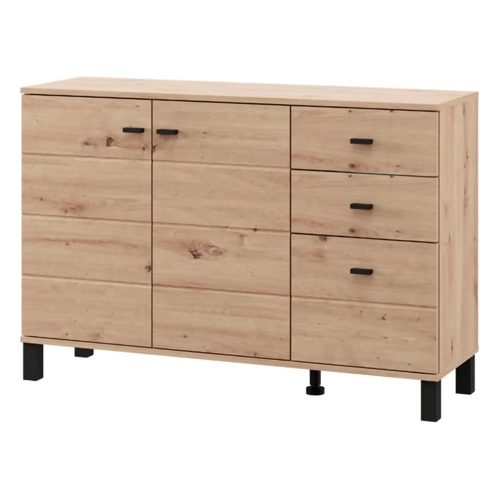 Madia Guatav, Credenza 3 Cassetti, 116x35x78h cm Marrone Rovere Nodi