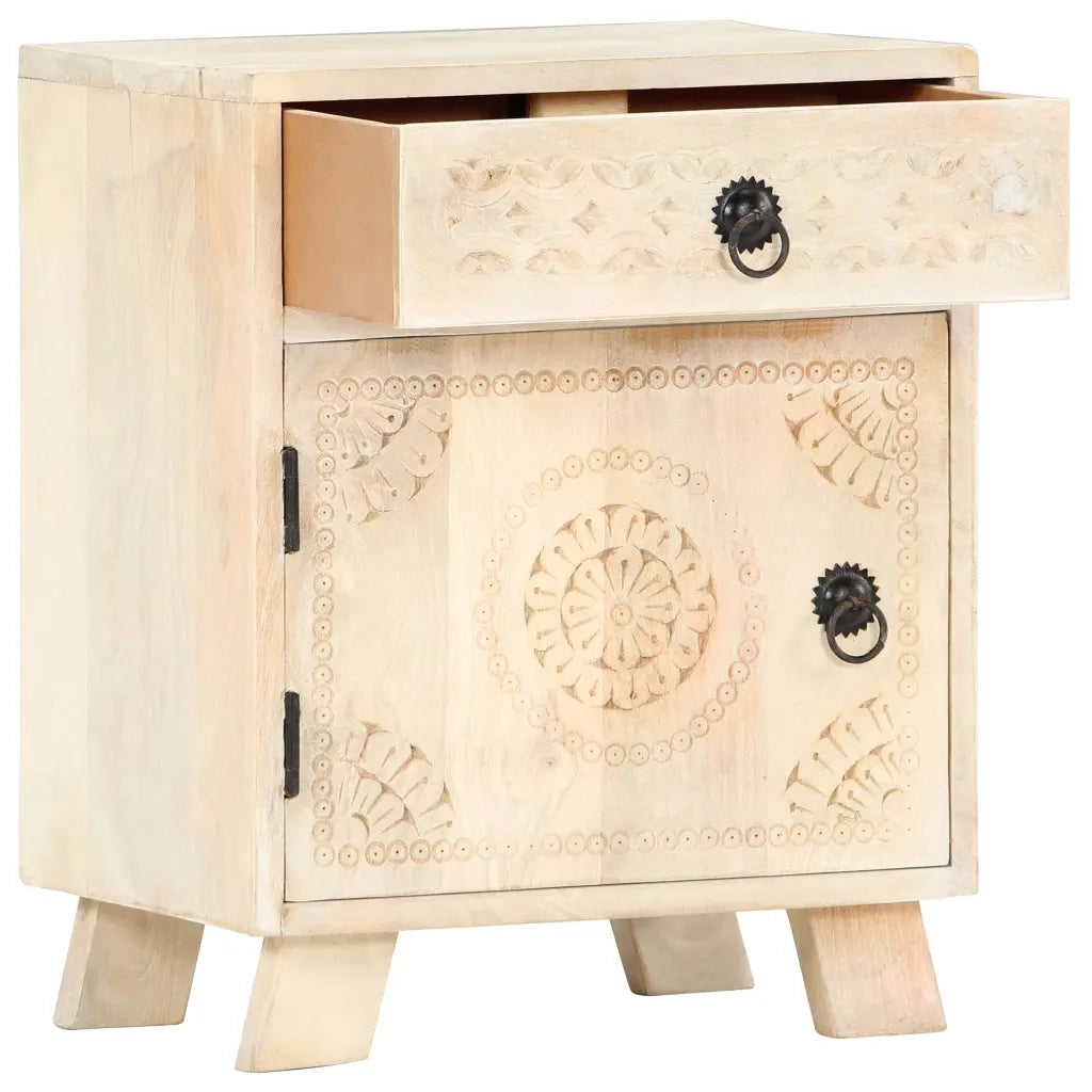 Comodino-Tavolino da notte 40x30x50 cm in Legno Massello di Mango 485345