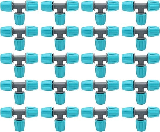 Connettore a T di 16mm per tubi di irrigazione - Set da 20 pezzi.