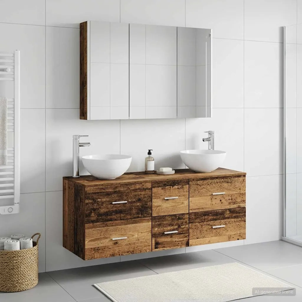 Set di mobili per il bagno 4 pcs Legno antico 3406749