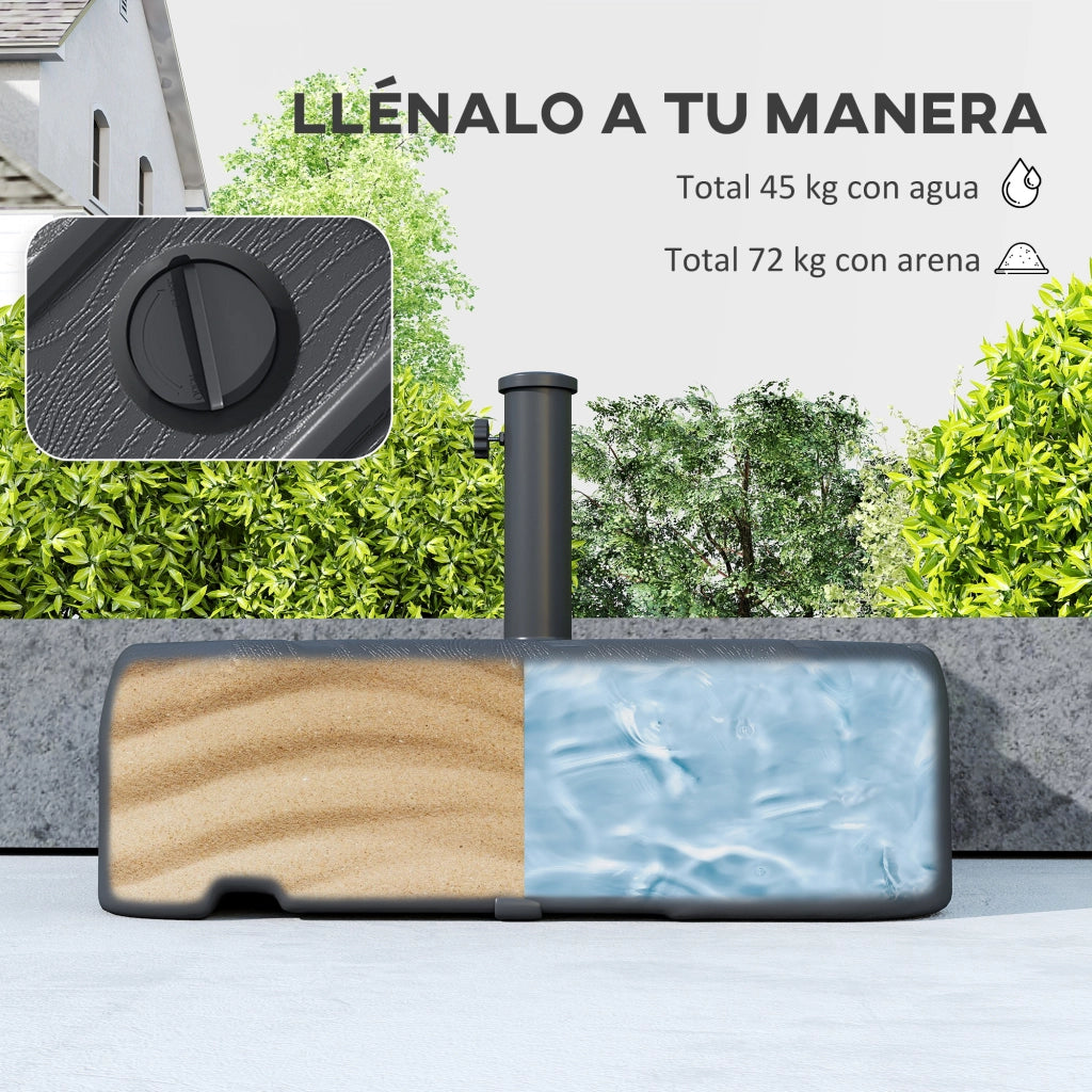 Base per Ombrellone con Ruote e Manico Telescopico ¨C Xylo ¨C Riempibile Sabbia 72kg o Acqua 45L