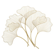 Decorazione in Metallo 3D Foglia 34, Oro, Metallo, 79x5x68 cm