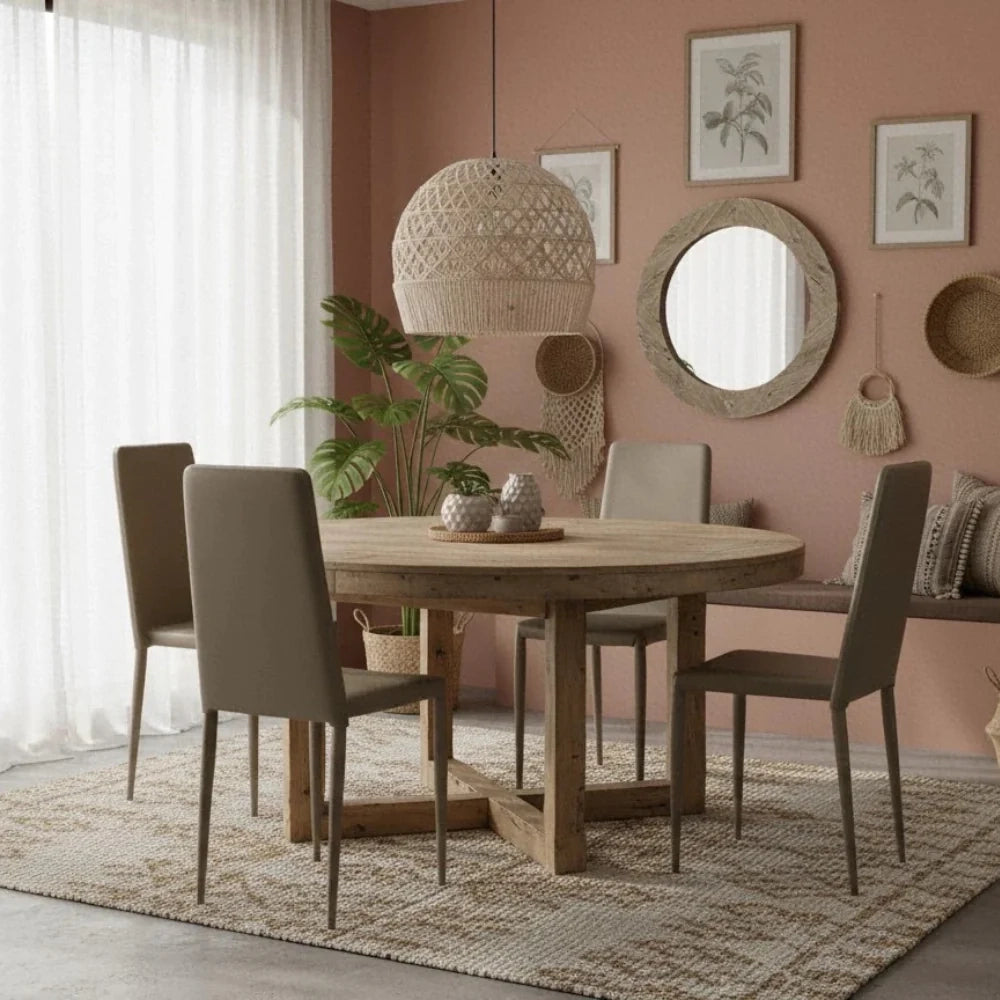 Set di 4 sedie da pranzo impilabili in similpelle tortora Arianna con struttura in metallo facili da pulire | Duzzle
