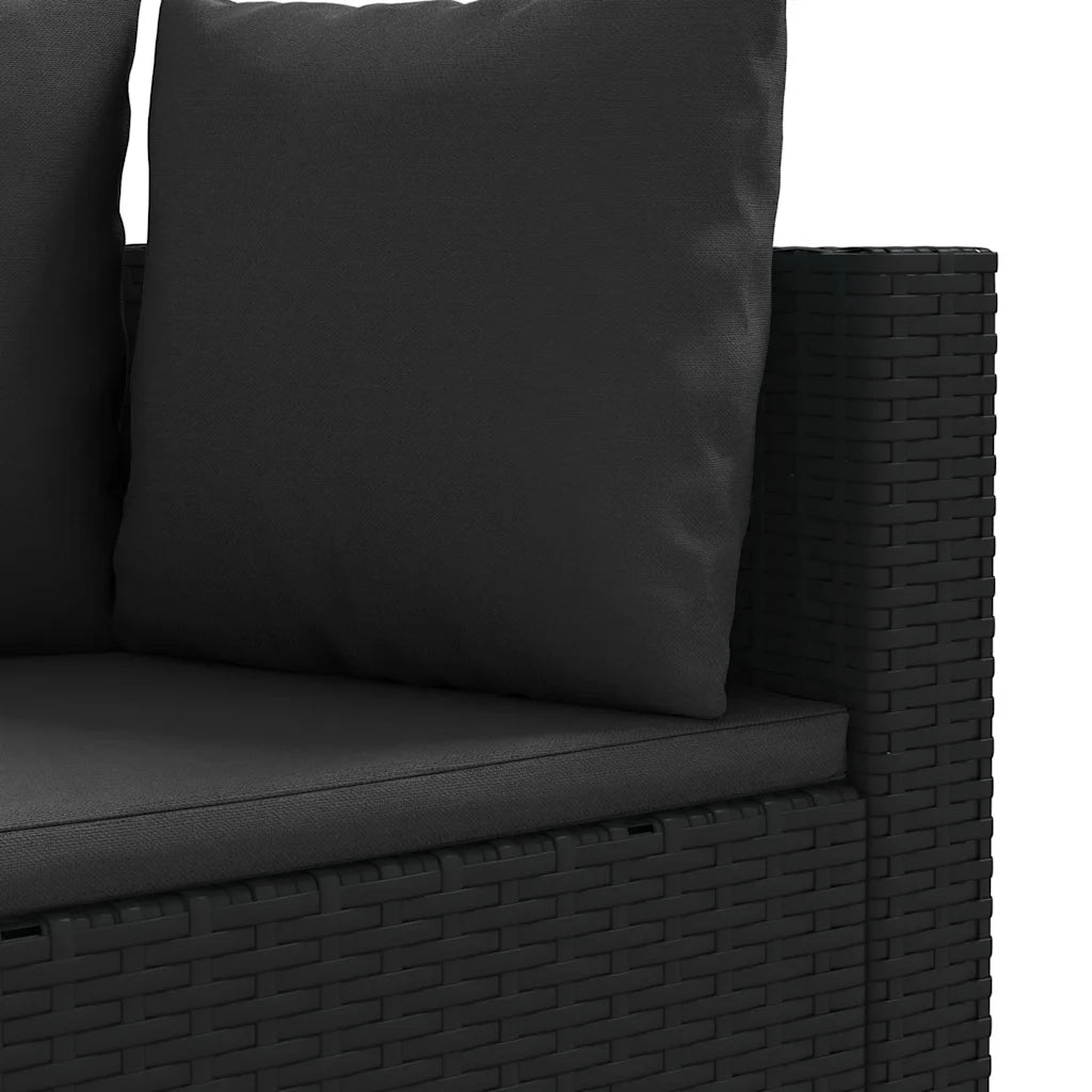 Set Divani da Giardino 3 pz | Set Salotto da Giardino con Cuscini in Polyrattan Nero