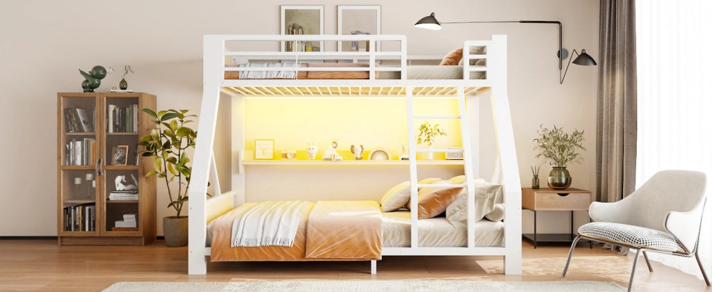 letto a castello metallo e legno bianco 145 x 204 cm