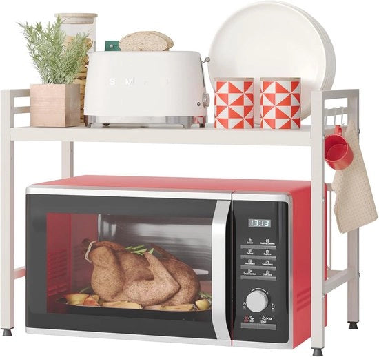 Rack magnetron espandibile a 2 livelli con 8 ganci per organizzatore di cucina