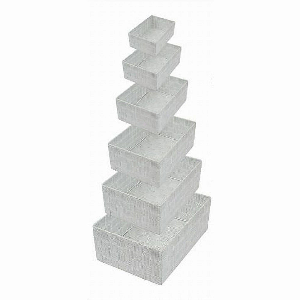 Trade Shop - Set 6 Pz Scatola In Tessuto Organizer Scaffali Porta Oggetti Grigio Chiaro 79066 -