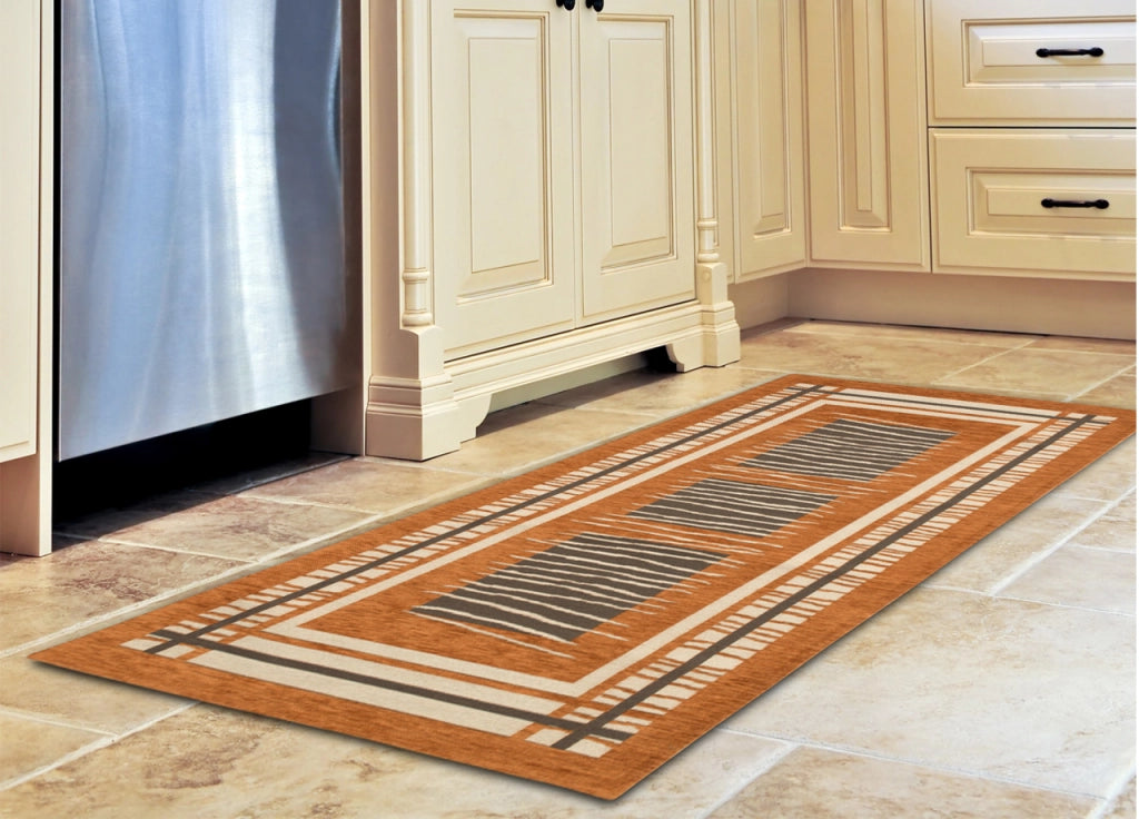 Tappeto Passatoia Runner Cucina Antiscivolo Corsia Lavabile Graffiti Suardi - 55x140 cm - Arancio