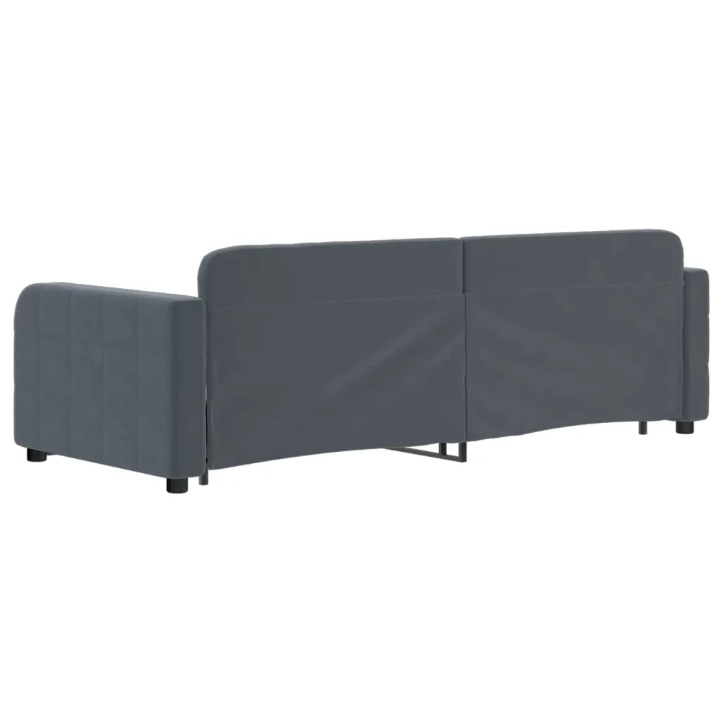 Divano Letto con Letto Estraibile Grigio Scuro 80x200cm Velluto