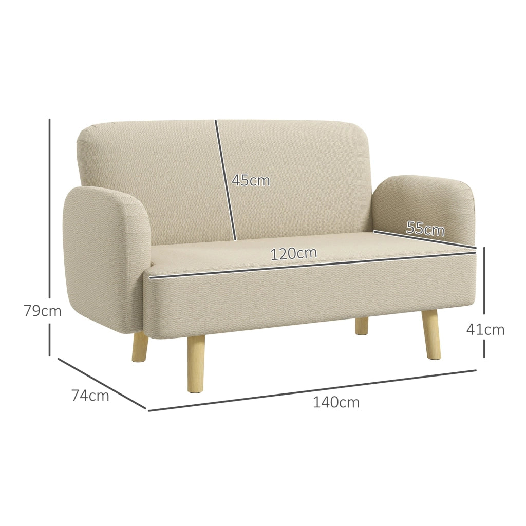 Divano 2 Posti 140x74x79 cm in Effetto Velluto Bianco Crema