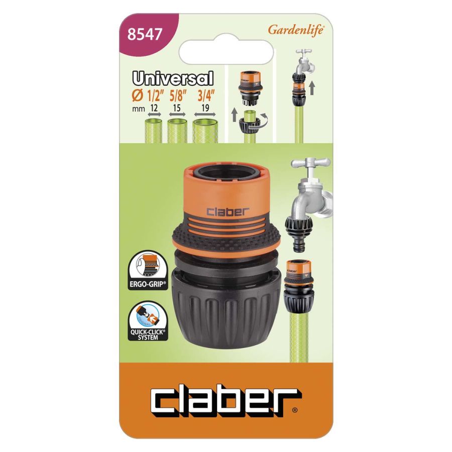 RACCORDO UNIVERSALE PER GIARDNIO ERGOGRIP PER TUBI D12,5 D15 D19 MM CLABER
