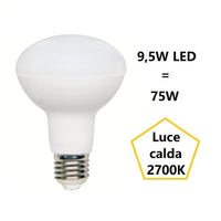 LAMPADINA REFLECTOR R80 A LED 9,5W LUCE CALDA 2700K 1055 LUMEN E27 BOT LIGHTING
