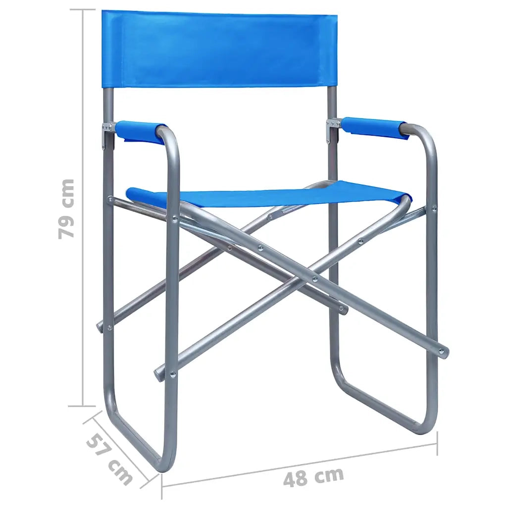 Sedie da Regista 2 pz | Sedie da Esterno in Acciaio Blu