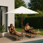 Parasol With Wooden Pole 150x200 Cm Sand White