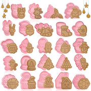 Set di stampi a forma di biscotto natalizio, 24 pezzi, set di stampi a forma di biscotto natalizio, set 3D di stampi a forma di biscotto per bambini, per la decorazione di torte e la preparazione di biscotti (Natale 24)
