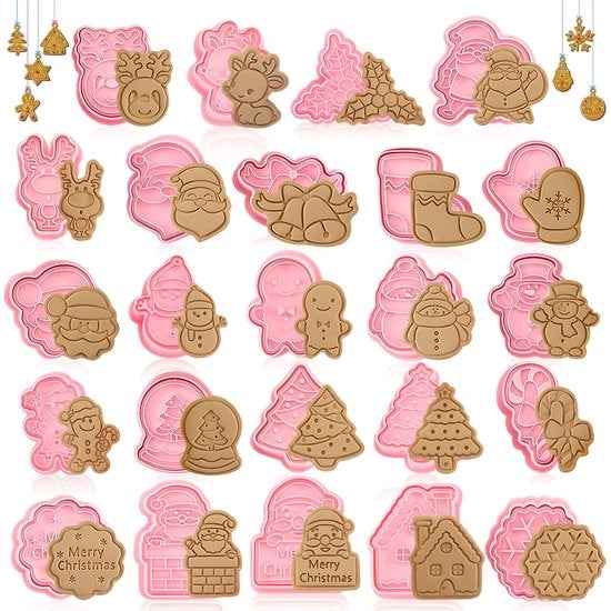 Set di stampi a forma di biscotto natalizio, 24 pezzi, set di stampi a forma di biscotto natalizio, set 3D di stampi a forma di biscotto per bambini, per la decorazione di torte e la preparazione di biscotti (Natale 24)