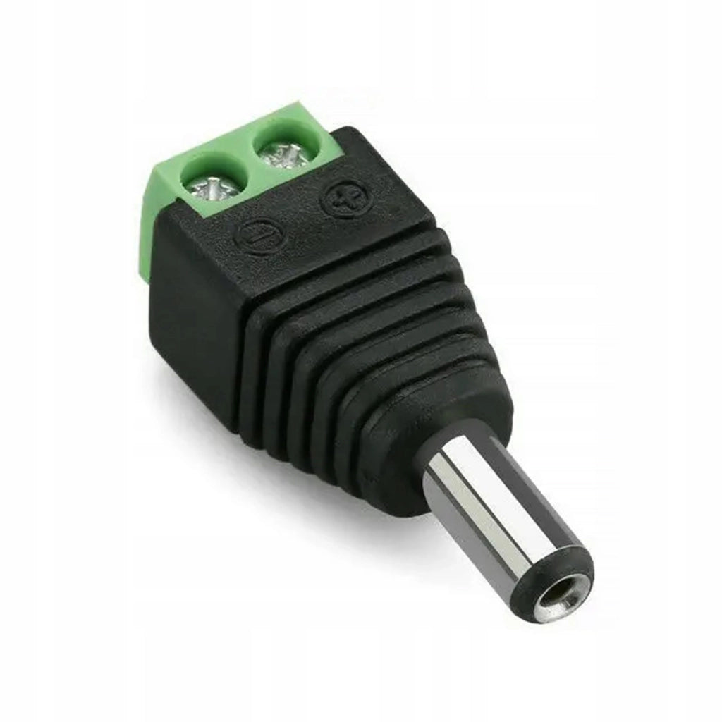 Connettore Maschio CCTV 5,5mm/2,1mm – Alta Qualità, Connessione a Vite | 30V DC, 2A