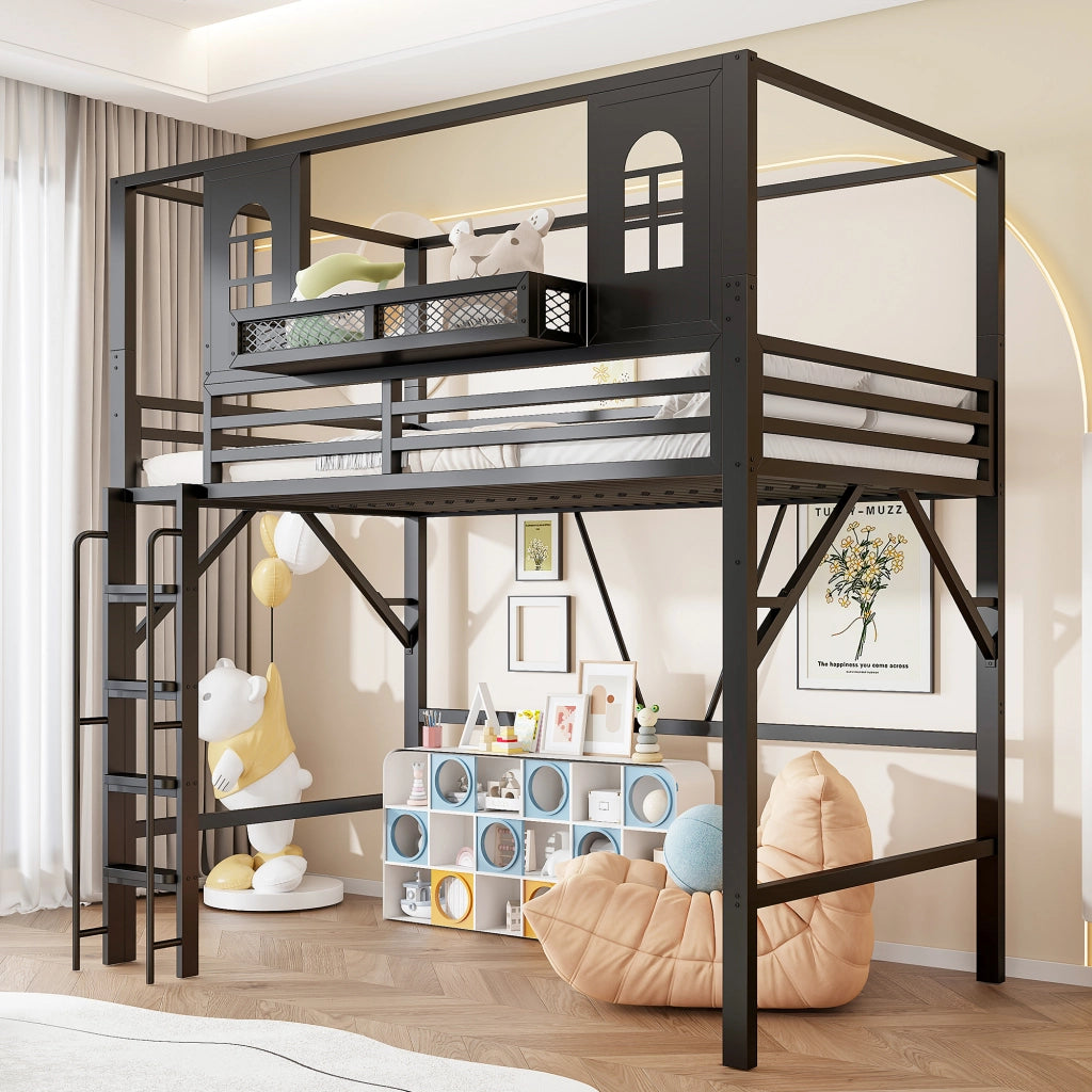 letto a castello metallo nero 90 x 200 cm