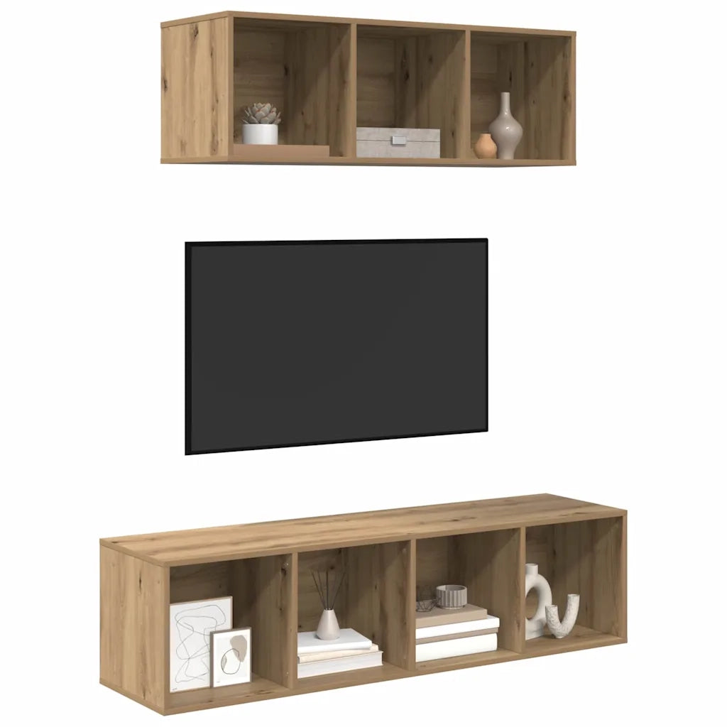 Set mobile TV 2 pz Rovere artigianale Legno ingegnerizzato 3393356