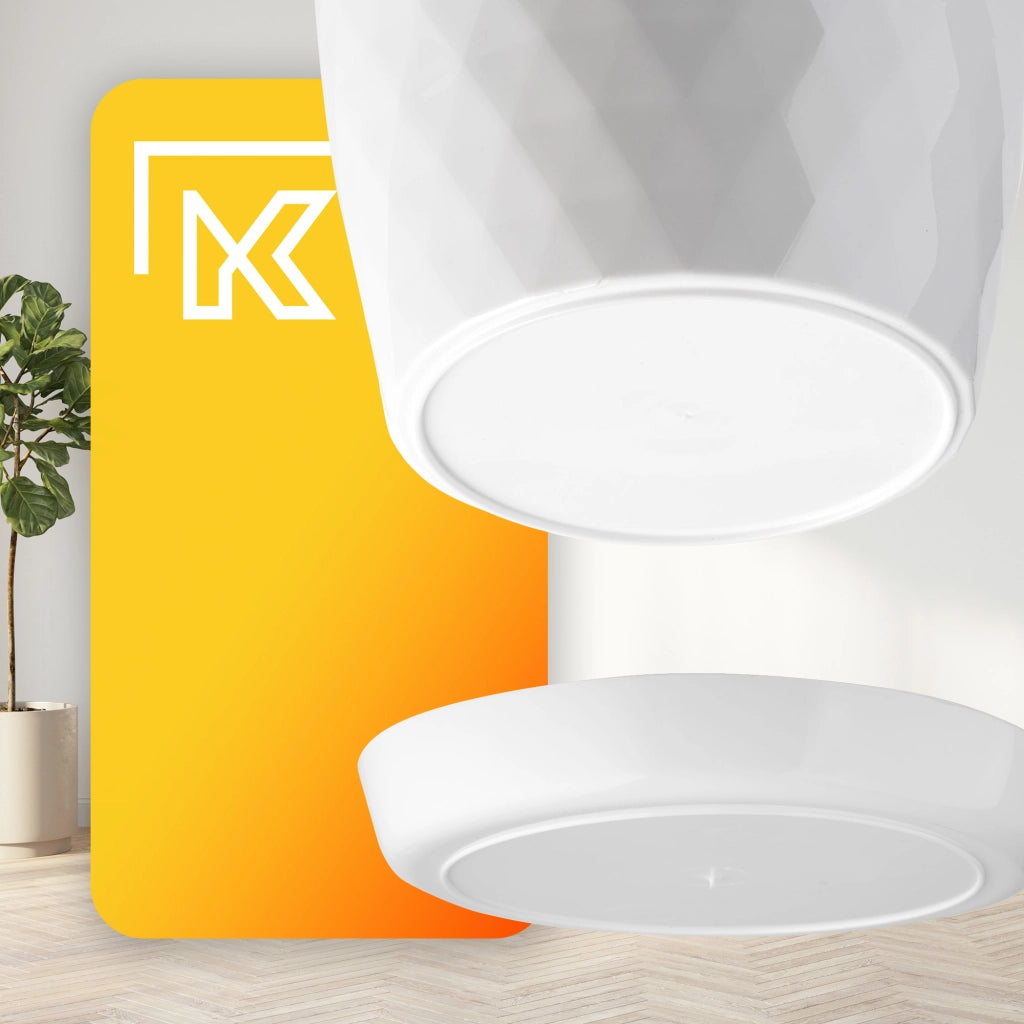 Vaso da fiori in plastica KADAX con supporto e coperchio, 30 cm, bianco.