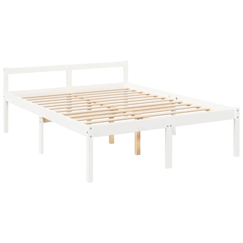 vidaXL Letto per Anziani con Testiera Bianco 160x200 cm Legno Massello