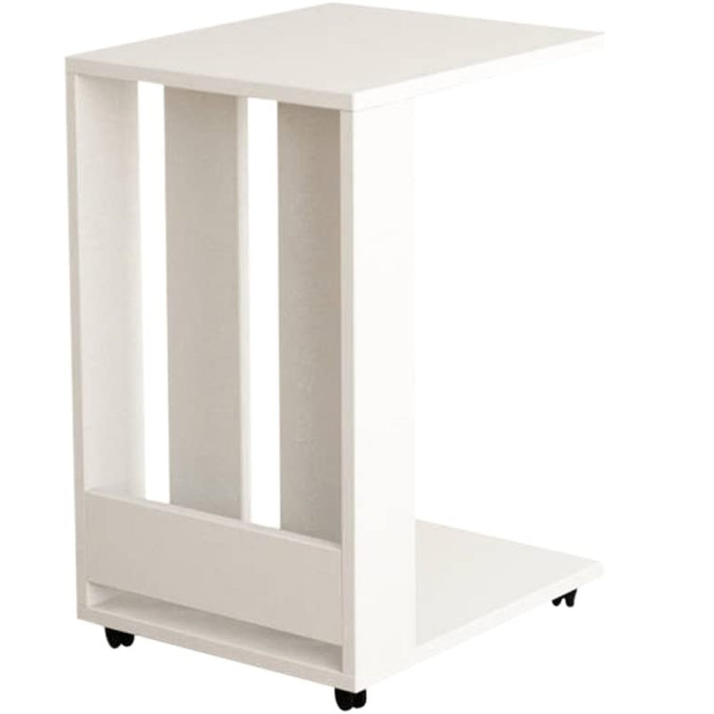 Tavolino Ausiliario con Ruote Design Moderno Mobile Letto Divano Colore Bianco