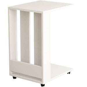 Tavolino Ausiliario con Ruote Design Moderno Mobile Letto Divano Colore Bianco