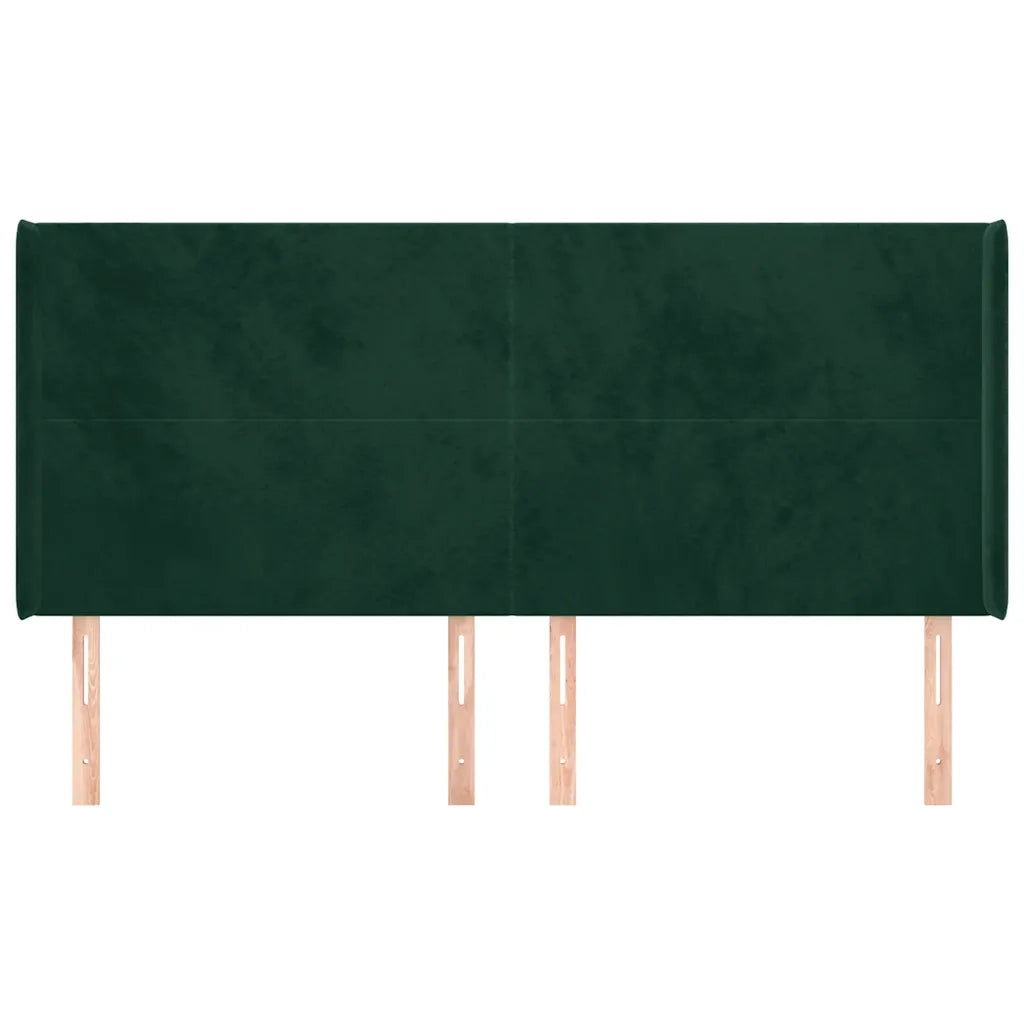 Testiera | Testata ad Orecchio Verde Scuro 163x16x118/128 cm in Velluto