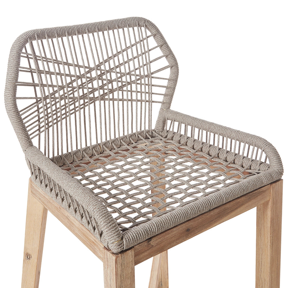 Sgabello da bar Sedia Legno chiaro Beige Giardino Boho Stile rustico Telaio in ferro