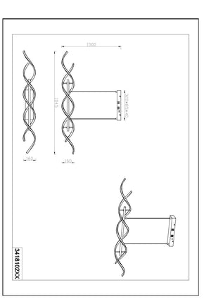 Lampada a sospensione LED spirale, metallo, alluminio e nero, L 104 cm, Sequence