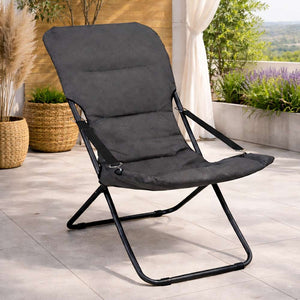 Poltrona lettino da veranda sdraio giardino Floris con cuscino grigio scuro