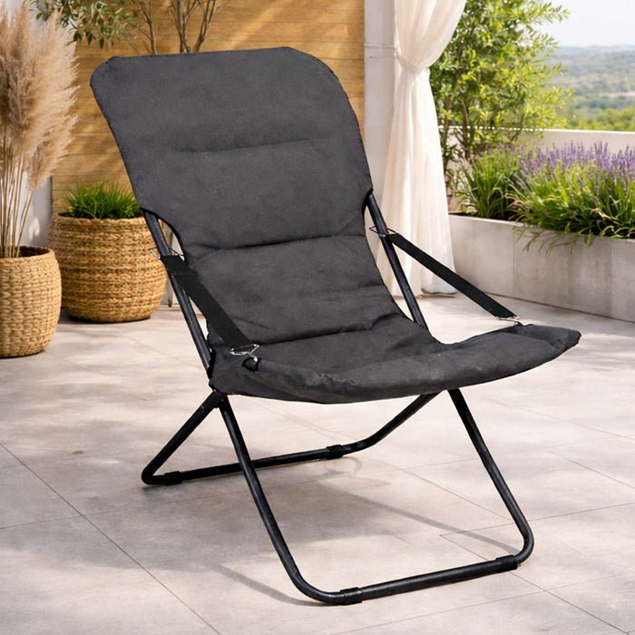 Poltrona lettino da veranda sdraio giardino Floris con cuscino grigio scuro