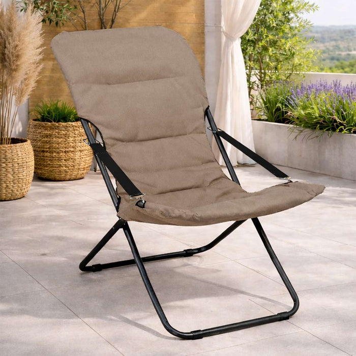 Poltrona lettino da veranda sdraio giardino Floris con cuscino Tortora