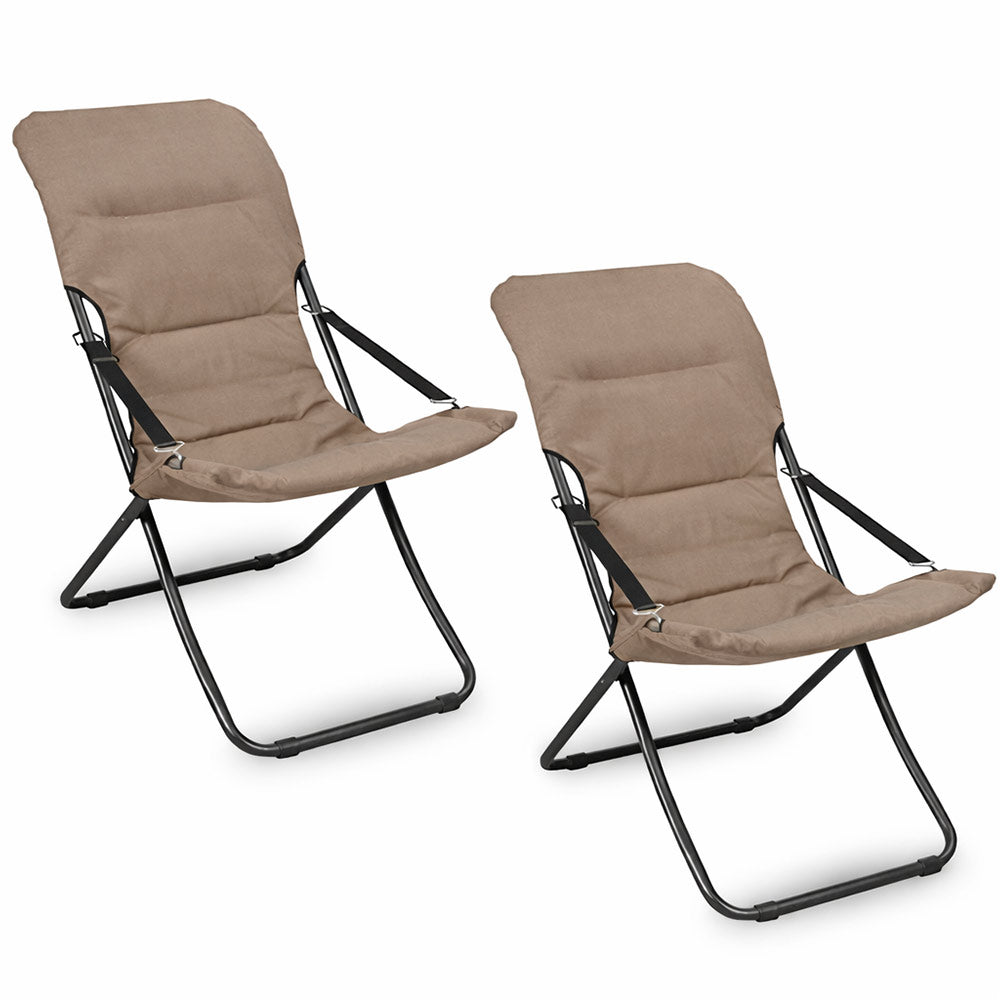 Poltrone lettino da veranda sdraio giardino Floris con cuscino tortora x2