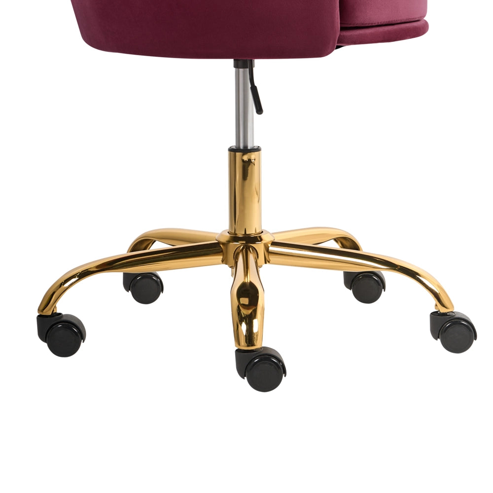 Sedia da ufficio in velluto di colore bordeaux con base girevole altezza regolabile elegante moderna