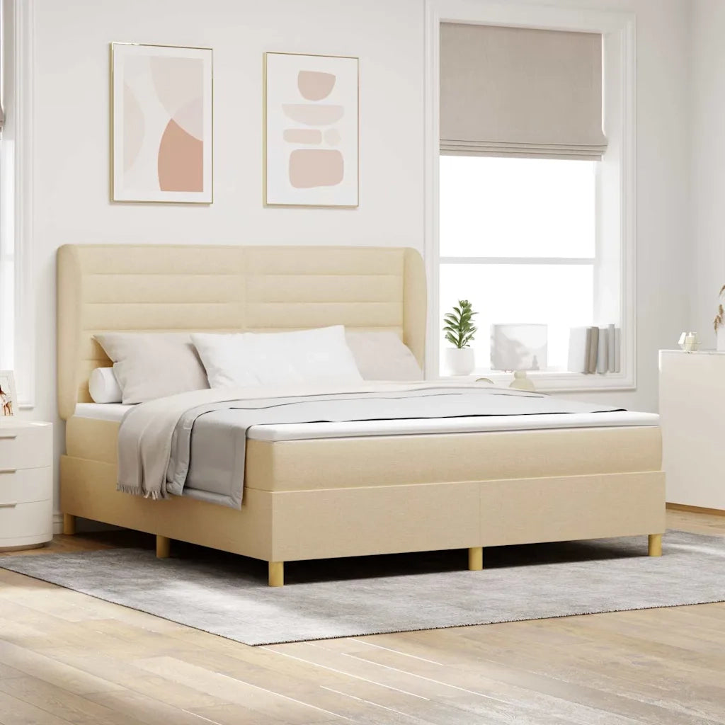 Letto a molle con materasso Crema 200 x 180 cm Tessuto 3340709