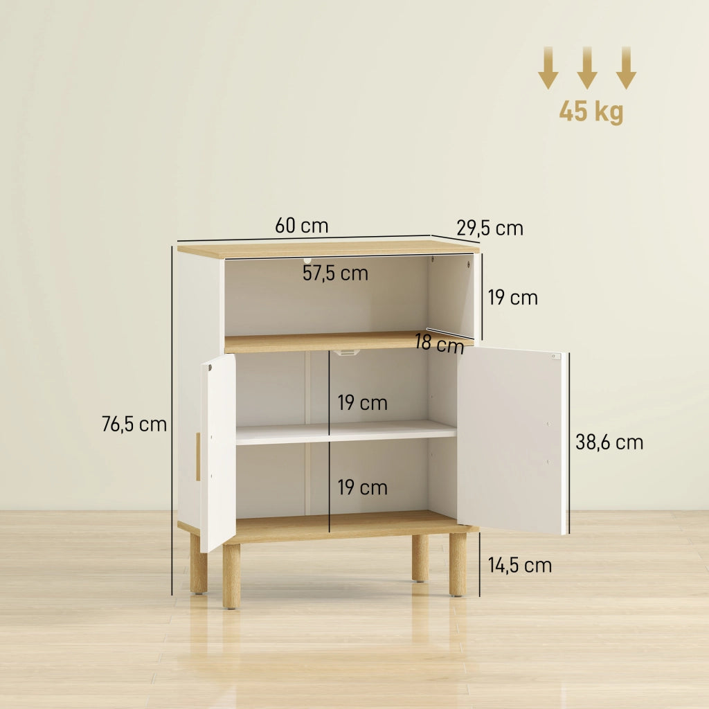 Mobiletto Bagno con 2 Porte e Ripiano Regolabile ¨C zephmum ¨C Bianco 60x29.5x76.5 cm