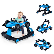 Primi passi 4 in 1 per neonati con altezza e velocit¨¤ regolabili, Primi passi a spinta con carillon con luci Blu-Primi passi