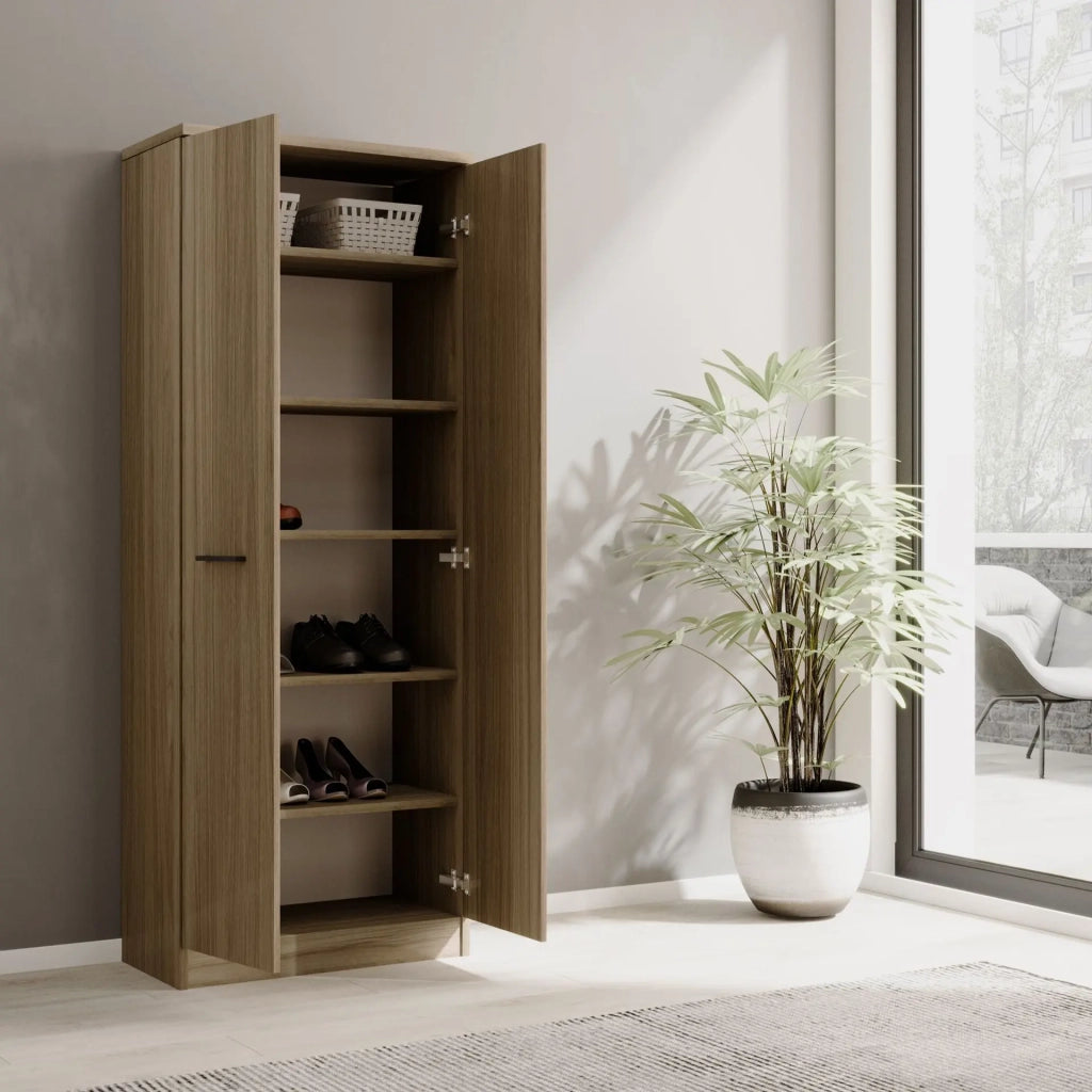 Armadio scarpiera multiuso Noce Naturale in legno nobilitato 2 ante h182x71x38