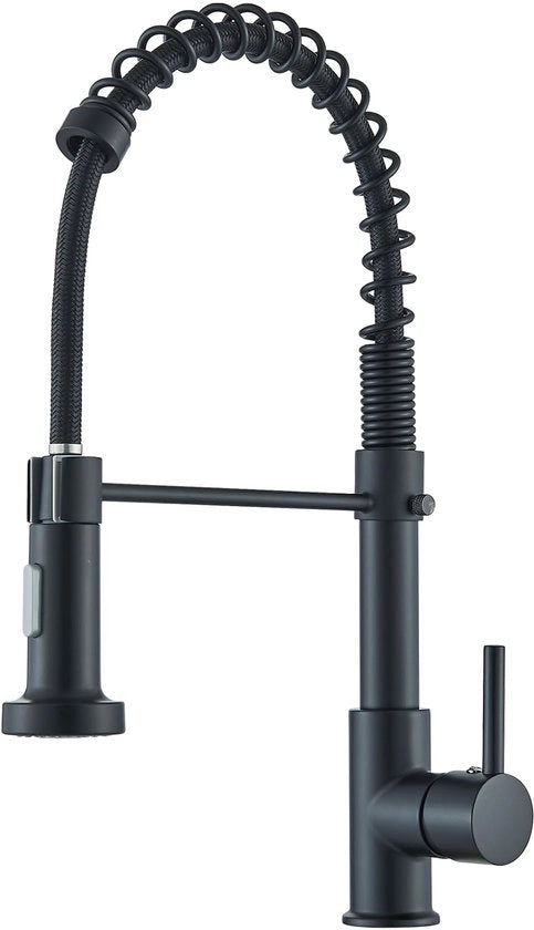 Keukenkraan con spruzzatore estensibile, 360° girevole, nero, ottone