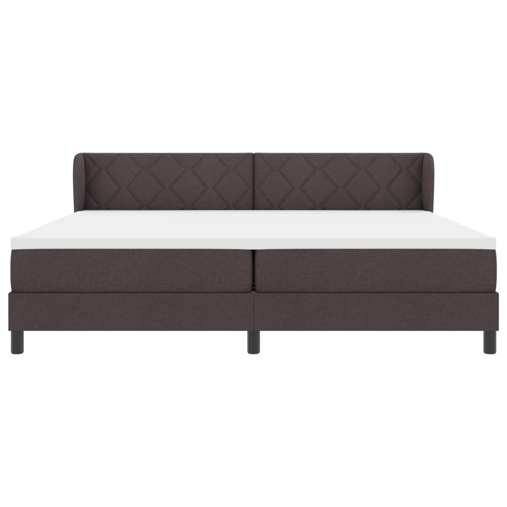 Letto con rete a molle e materasso  Marrone Scuro 200x200 cm Tessuto