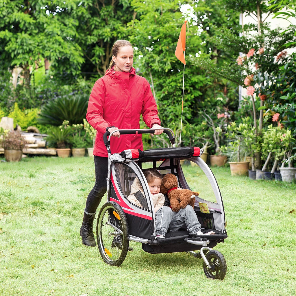 Rimorchio bici per bambini 2 in 1 convertibile in passeggino jogger ¨C Xylo ¨C capacit¨¤ 26,4 kg, rosso