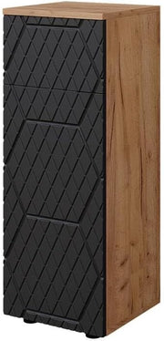 Mobiletto bagno Irma, Antracite con struttura a nido d'ape, 30 x 81 cm con 1 cassetto, 2 scomparti, per la conservazione in bagno, abbinabile alla serie Irma