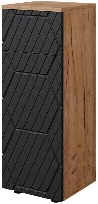 Mobiletto bagno Irma, Antracite con struttura a nido d'ape, 30 x 81 cm con 1 cassetto, 2 scomparti, per la conservazione in bagno, abbinabile alla serie Irma