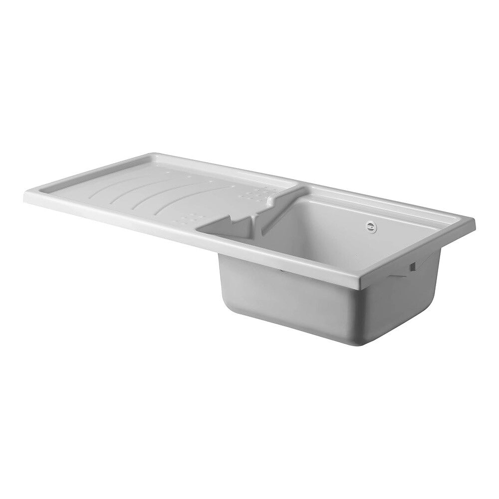 Vasca lavatoio con coprilavatrice 124x60  in termoformatura bianco con kit di scarico